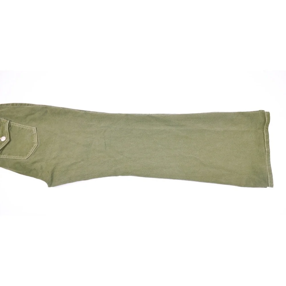 LOFT Made And Loved The Slim Flare Green Denim Jeans Womens P 8/29 Button Front
